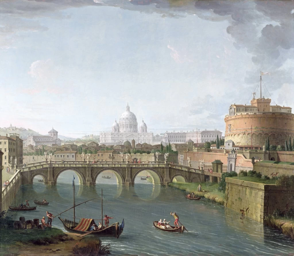Veduta del Tevere con Castel Sant'Angelo e la Basilica di San Pietro - Leeds Museums and Art Galleries